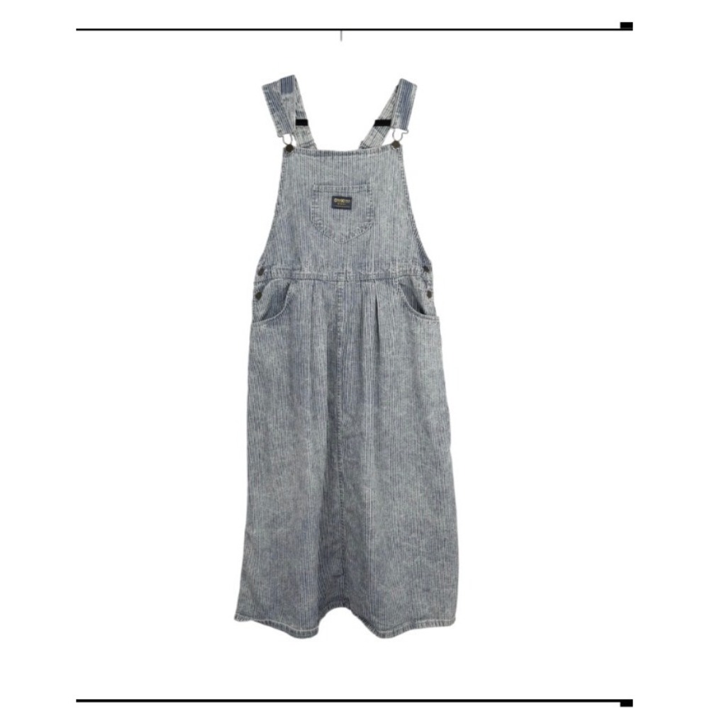 Vintage OshKosh Pinstripe Denim Overalls Dress Women's 14 Farmcore Americana